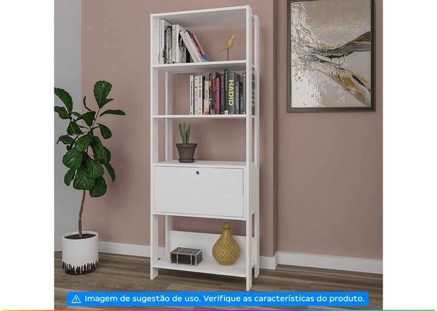 Estante para Livros 1 Porta 4 Prateleiras - Artely Match