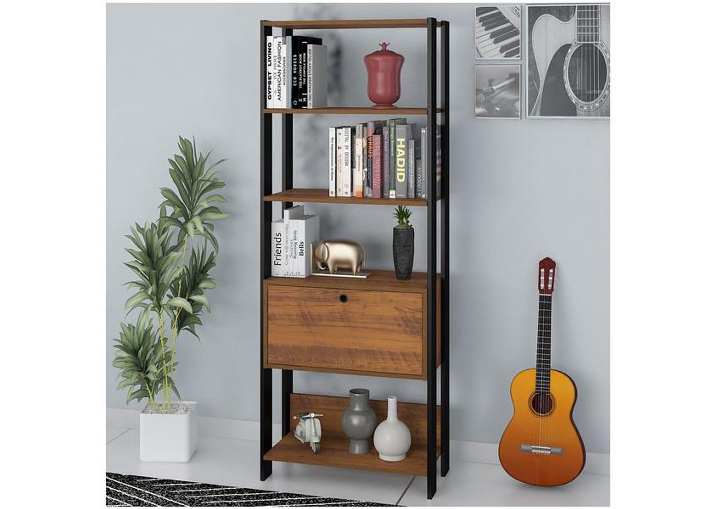 Estante para Livros MDP 15mm 1 Porta 4 Prateleiras Artely Match