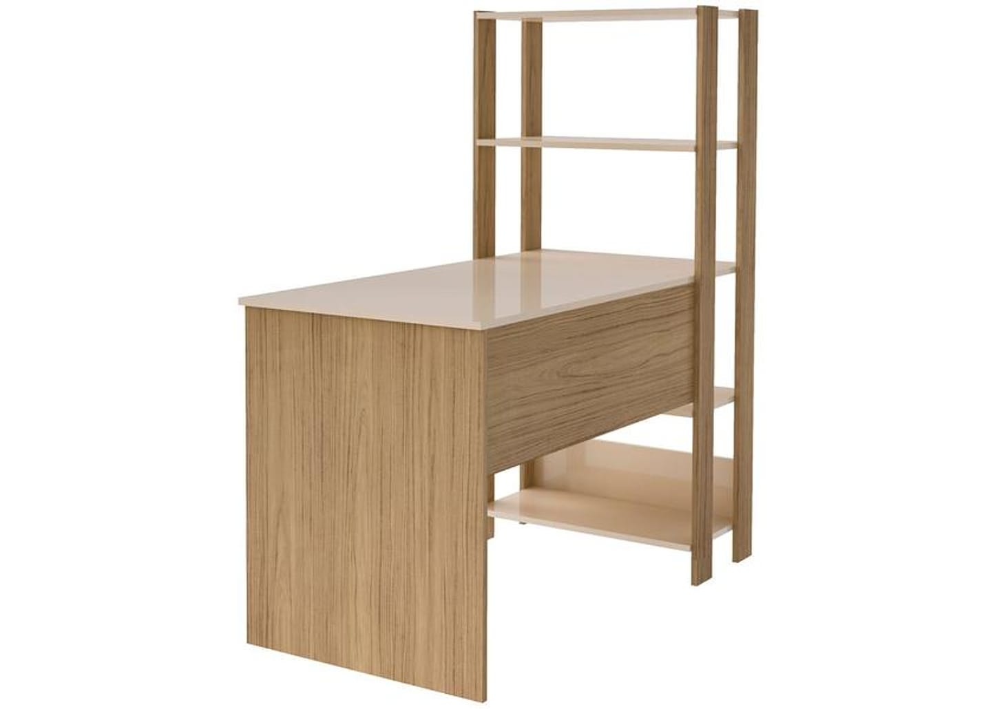 Escrivaninha de Estudo com Estante Lateral 1 Gaveta 4 Prateleiras Artely Match