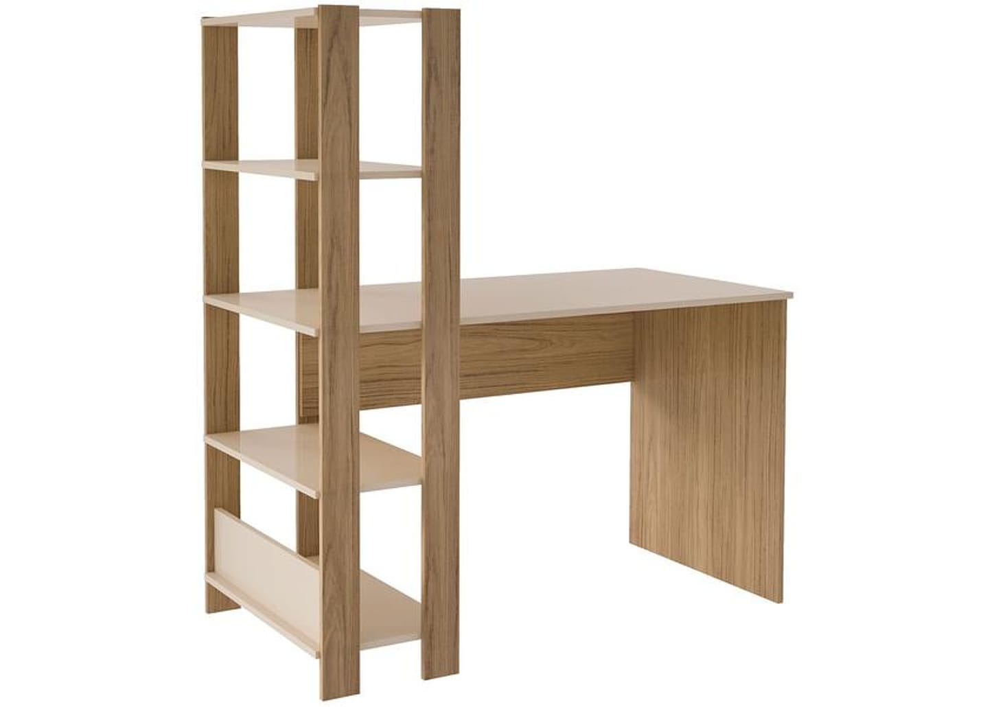 Escrivaninha de Estudo com Estante Lateral 1 Gaveta 4 Prateleiras Artely Match