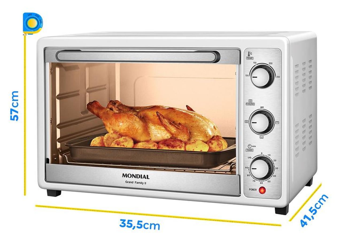 Forno Elétrico de Bancada Multifuncional Mondial 52L Branco Grand Family II FR-52-W