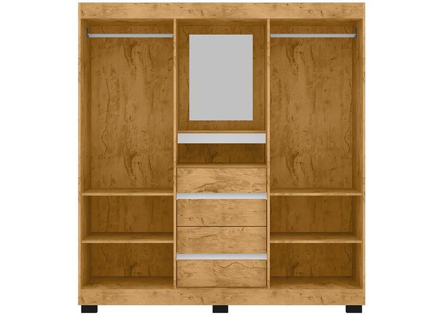 Guarda-roupa Casal com Espelho 2 Portas de Correr 4 Gavetas Araplac Sintra CAP24024