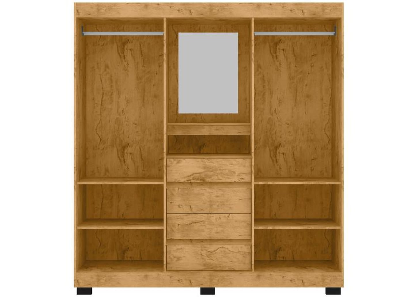 Guarda-roupa Casal com Espelho 2 Portas de Correr 4 Gavetas Araplac Sintra CAP24024