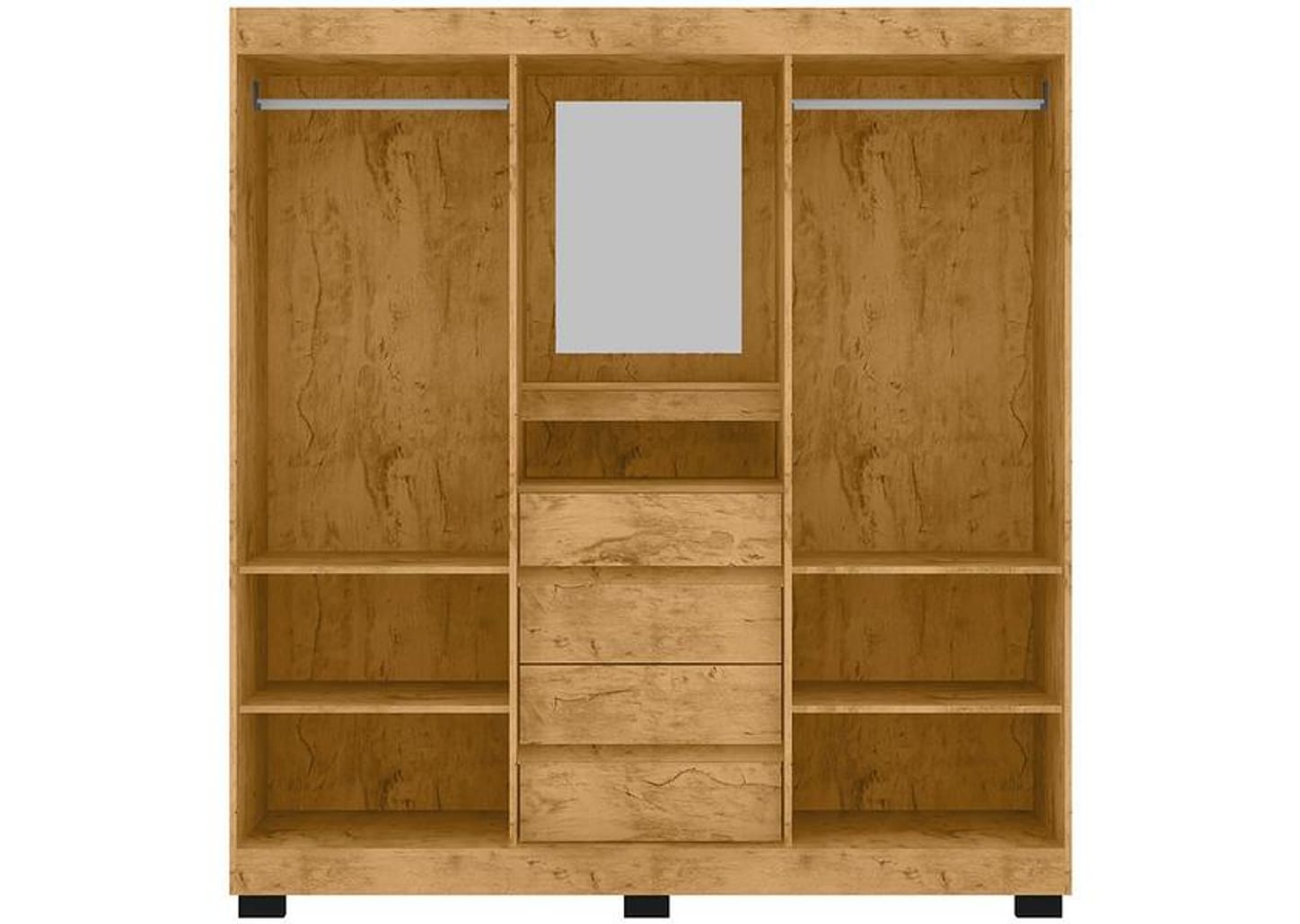 Guarda-roupa Casal com Espelho 2 Portas de Correr 4 Gavetas Araplac Sintra CAP24024