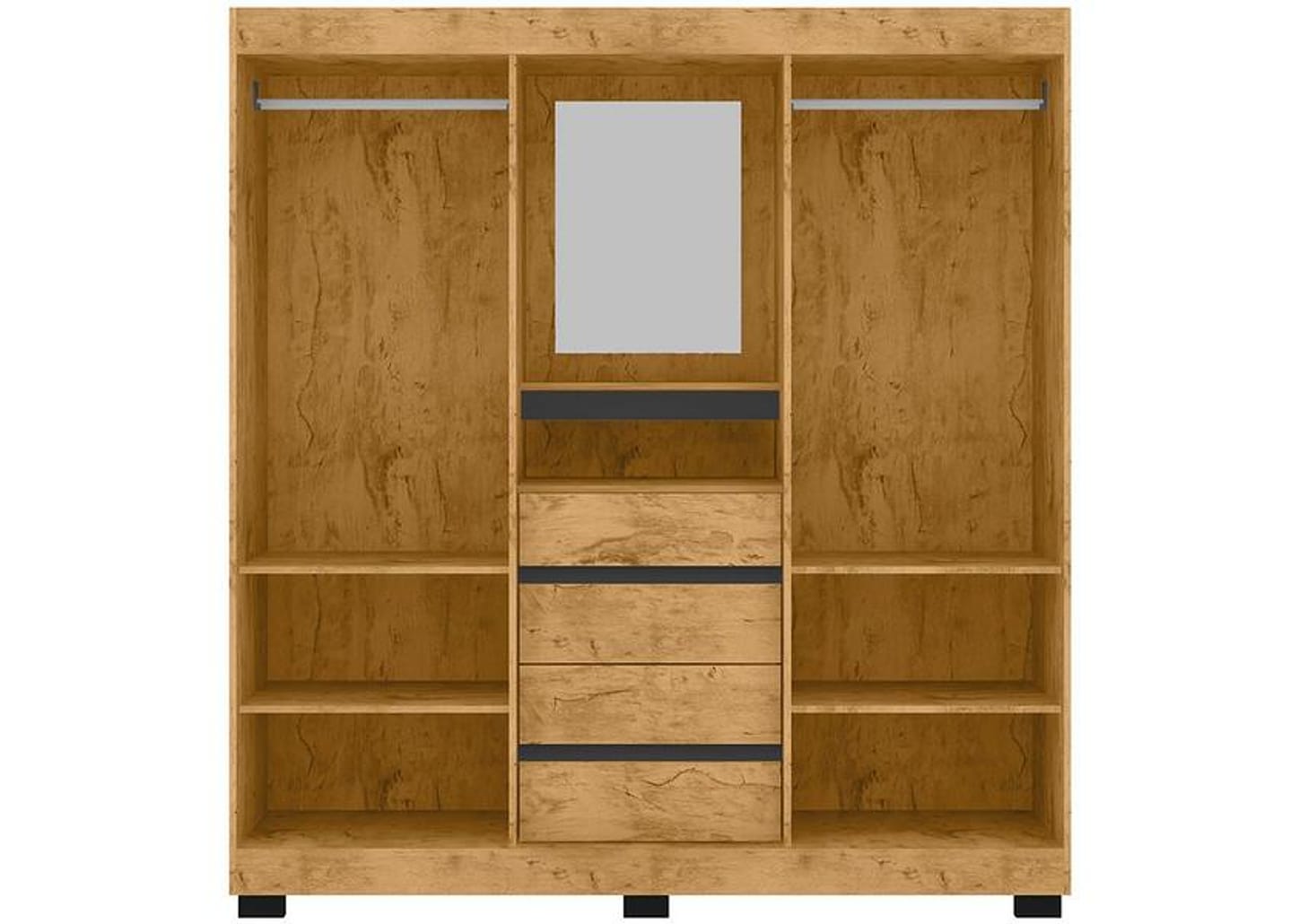 Guarda-roupa Casal com Espelho 2 Portas de Correr 4 Gavetas Araplac Sintra CAP24024