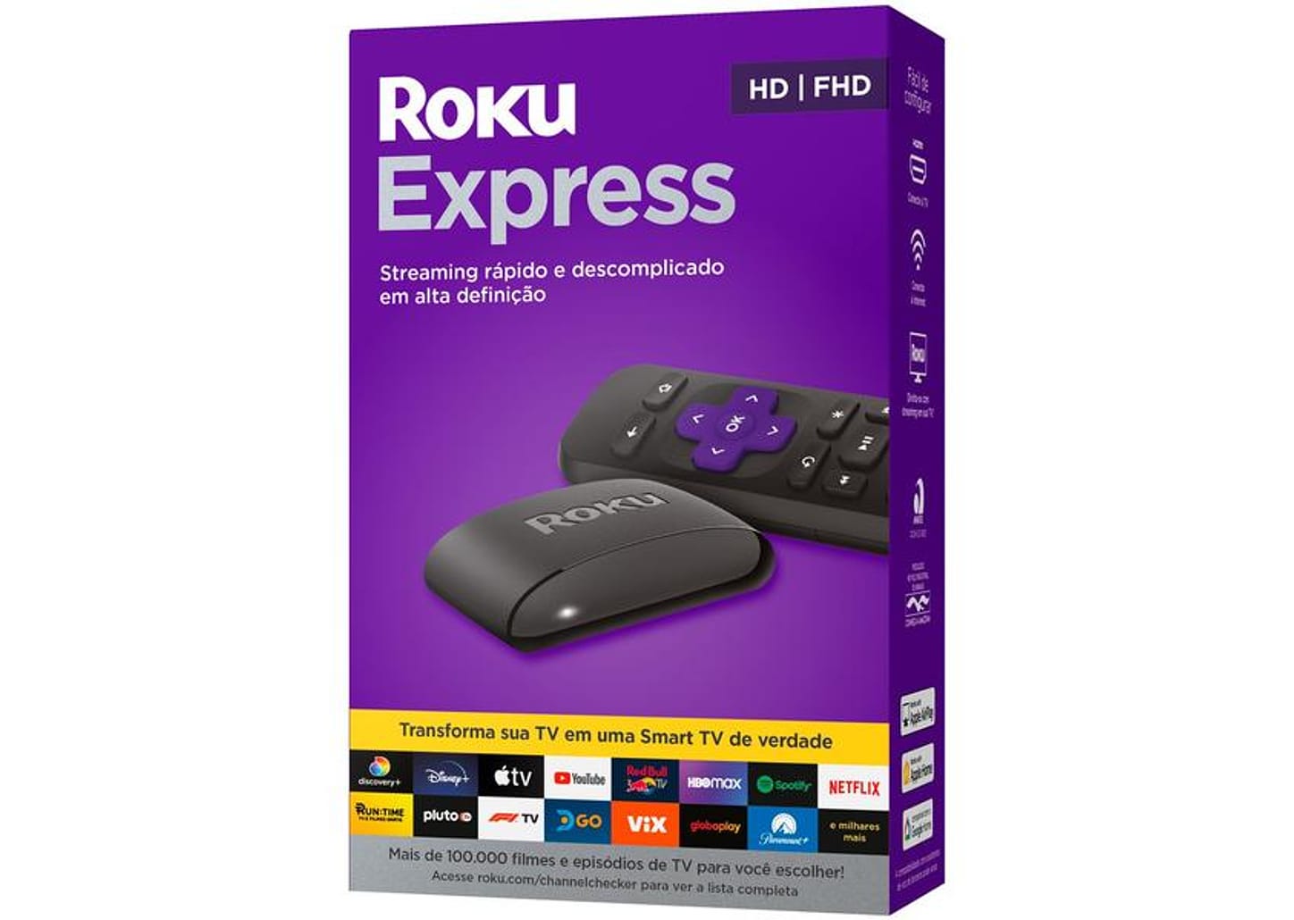 Aparelho de Streaming Roku Express Full HD com Controle Remoto