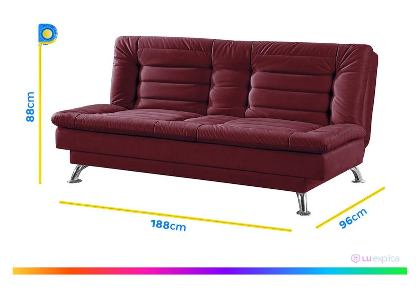 Sofá-cama Casal 3 Lugares Reclinável Maya