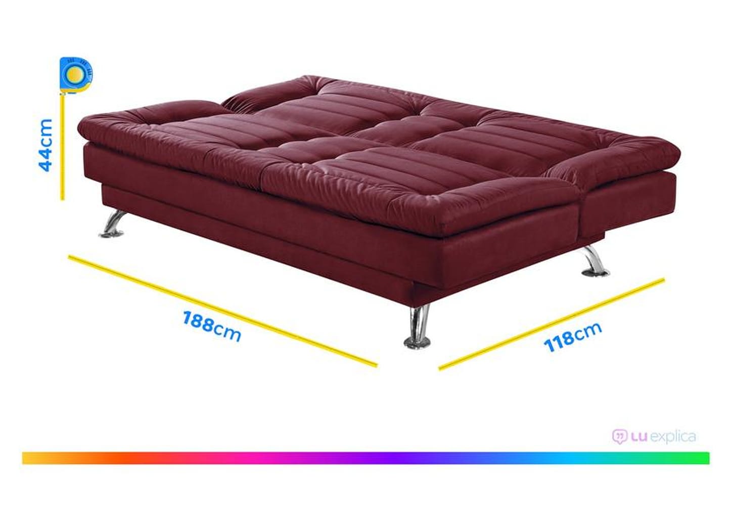 Sofá-cama Casal 3 Lugares Reclinável Maya