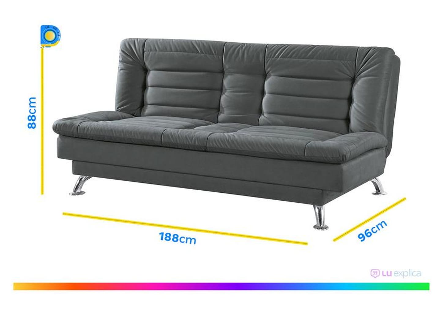 Sofá-cama Casal 3 Lugares Reclinável Maya