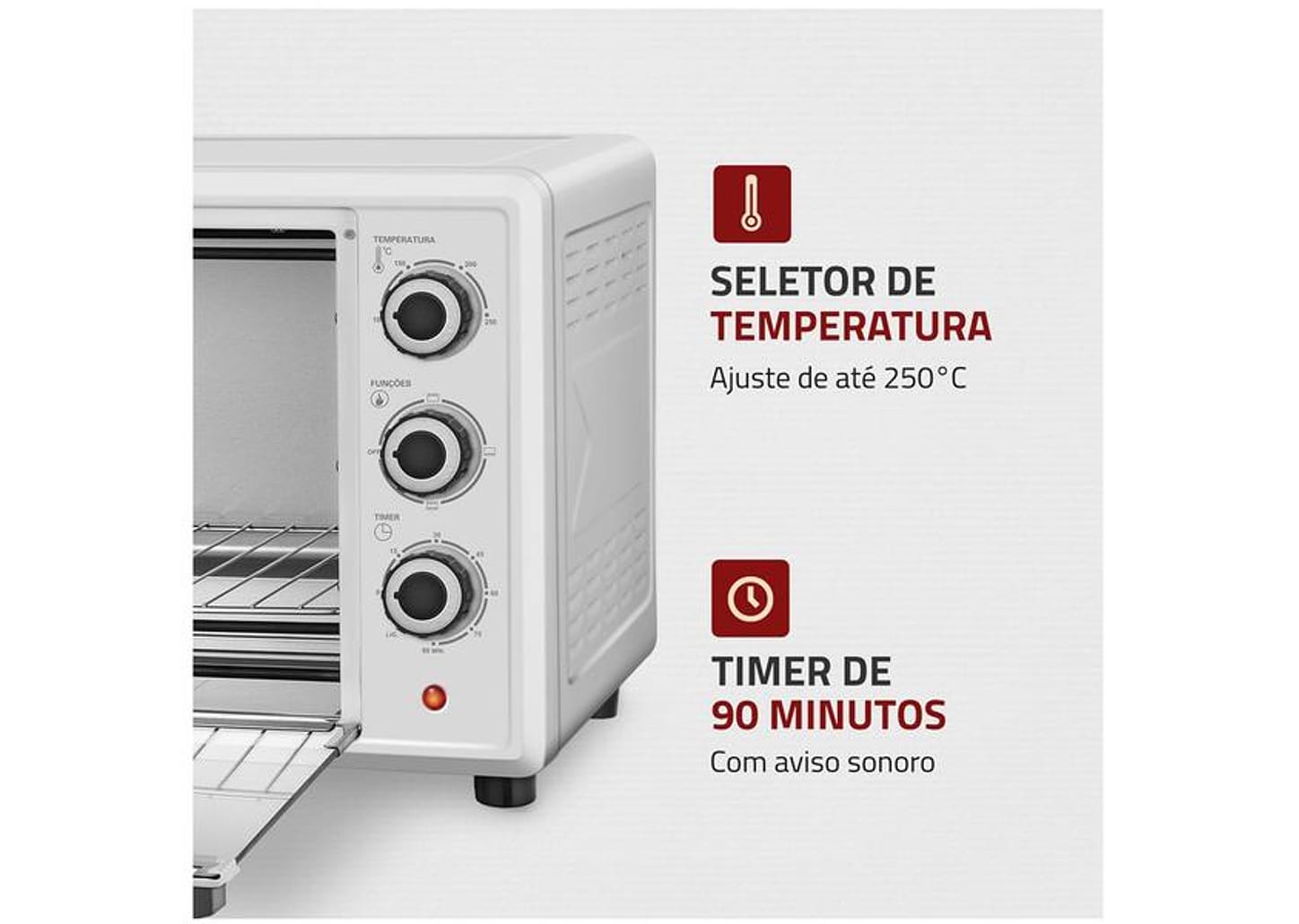 Forno Elétrico de Bancada Mondial Multifuncional 42L Branco Family FR-42-W