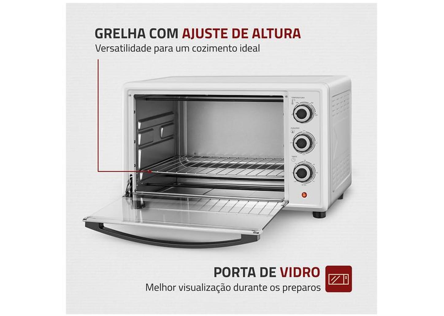 Forno Elétrico de Bancada Mondial Multifuncional 42L Branco Family FR-42-W