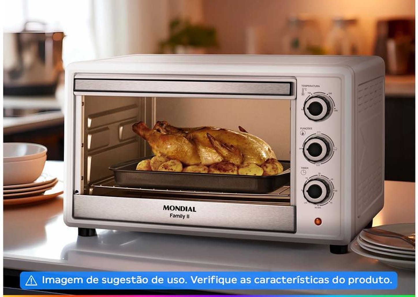 Forno Elétrico de Bancada Mondial Multifuncional 42L Branco Family FR-42-W