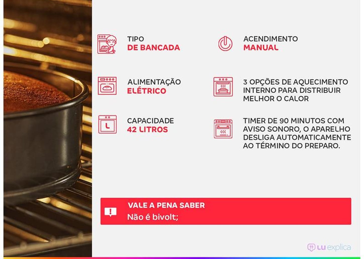 Forno Elétrico de Bancada Mondial Multifuncional 42L Branco Family FR-42-W