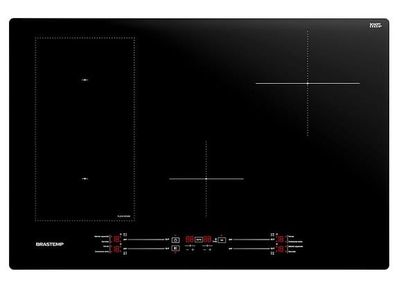Cooktop 4 Bocas Indução Brastemp Vitrocerâmico - Touch com Timer Preto Acendimento Automático