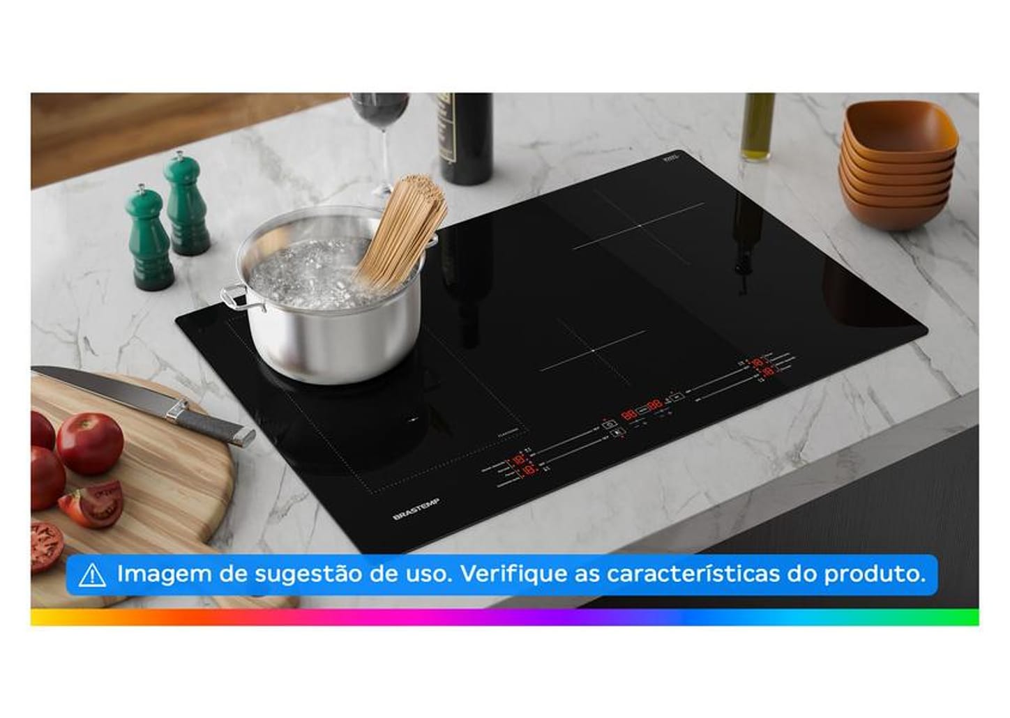 Cooktop 4 Bocas Indução Brastemp Vitrocerâmico - Touch com Timer Preto Acendimento Automático