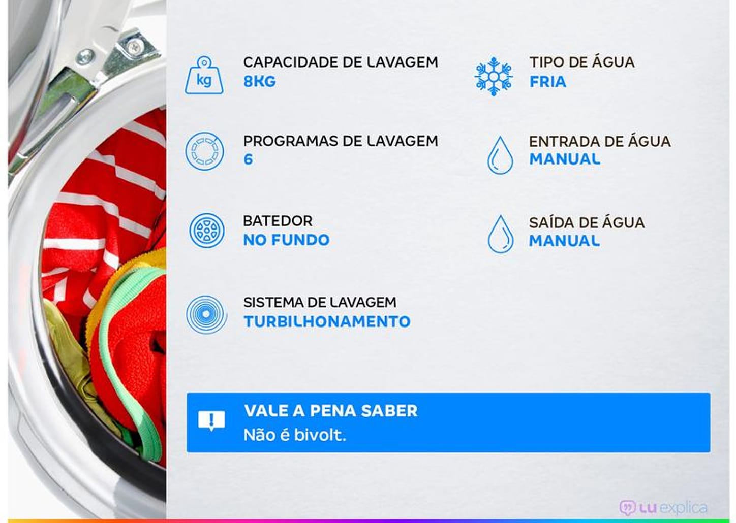 Tanquinho Suggar 8Kg Neo LE8001BR
