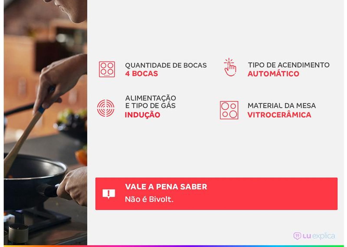 Cooktop 4 Bocas Indução Brastemp Vitrocerâmico - Touch com Timer Preto Acendimento Automático BDJ60