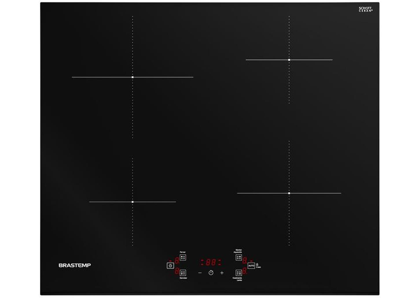 Cooktop 4 Bocas Indução Brastemp Vitrocerâmico - Touch com Timer Preto Acendimento Automático BDJ60