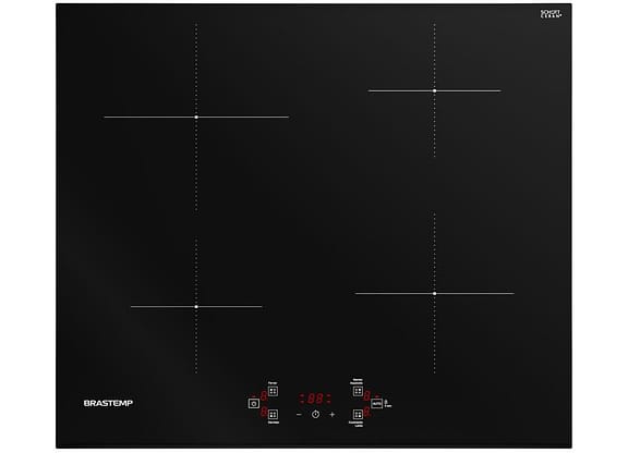 Cooktop 4 Bocas Indução Brastemp Vitrocerâmico - Touch com Timer Preto Acendimento Automático BDJ60