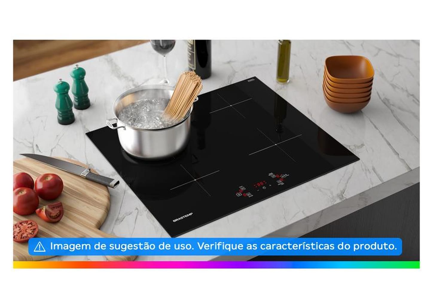 Cooktop 4 Bocas Indução Brastemp Vitrocerâmico - Touch com Timer Preto Acendimento Automático BDJ60