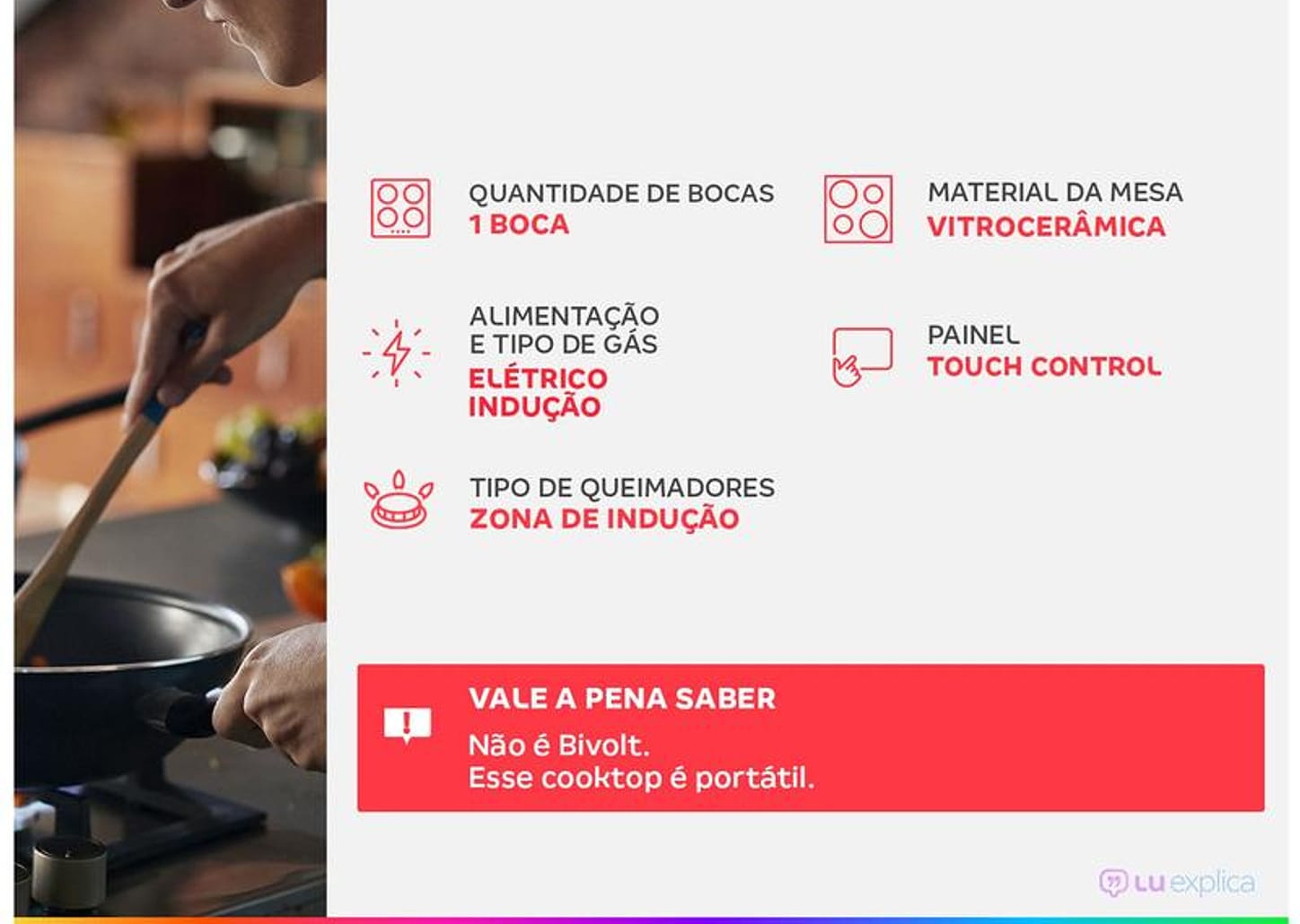 Cooktop 1 Boca Electrolux Indução Portátil - Vitrocerâmico Preto Touch IE3TP