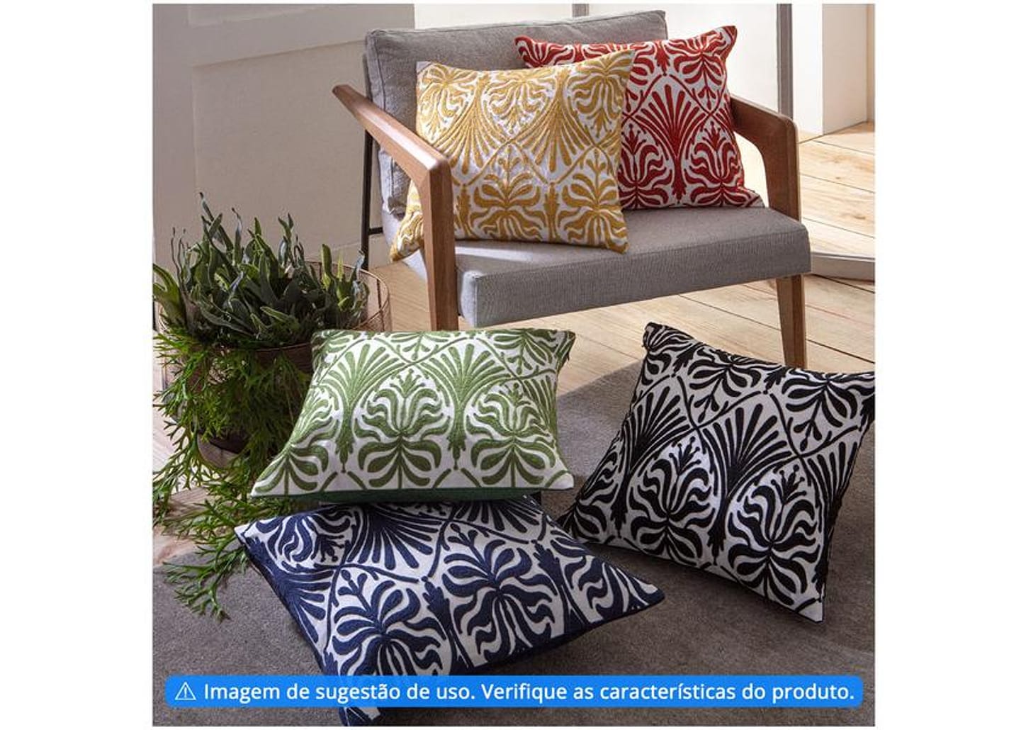 Capa de Almofada Quadrada 45x45cm - Jolitex Ternille Grega Delfos Geométrica