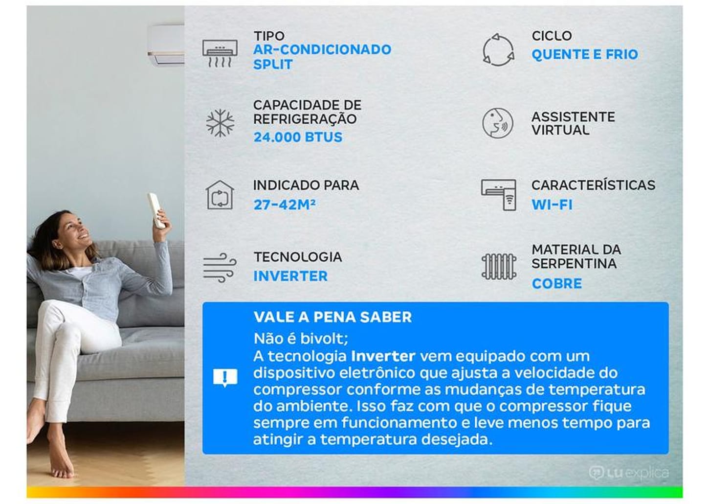 Ar-condicionado Split Gree Inverter 24.000 BTUs Quente e Frio G-Top