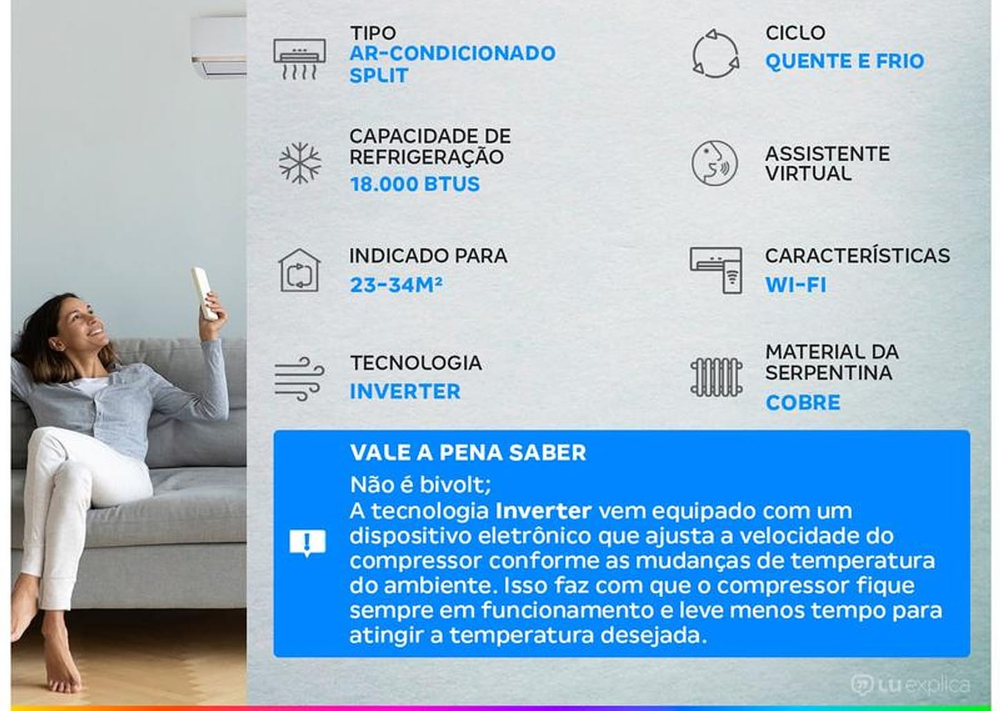 Ar-condicionado Split Gree Inverter 18.000 BTUs Quente e Frio G-Top