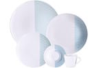 Aparelho de Jantar e Chá 20 Peças Tramontina Redondo de Porcelana Branco e Azul Aquarius 96589056