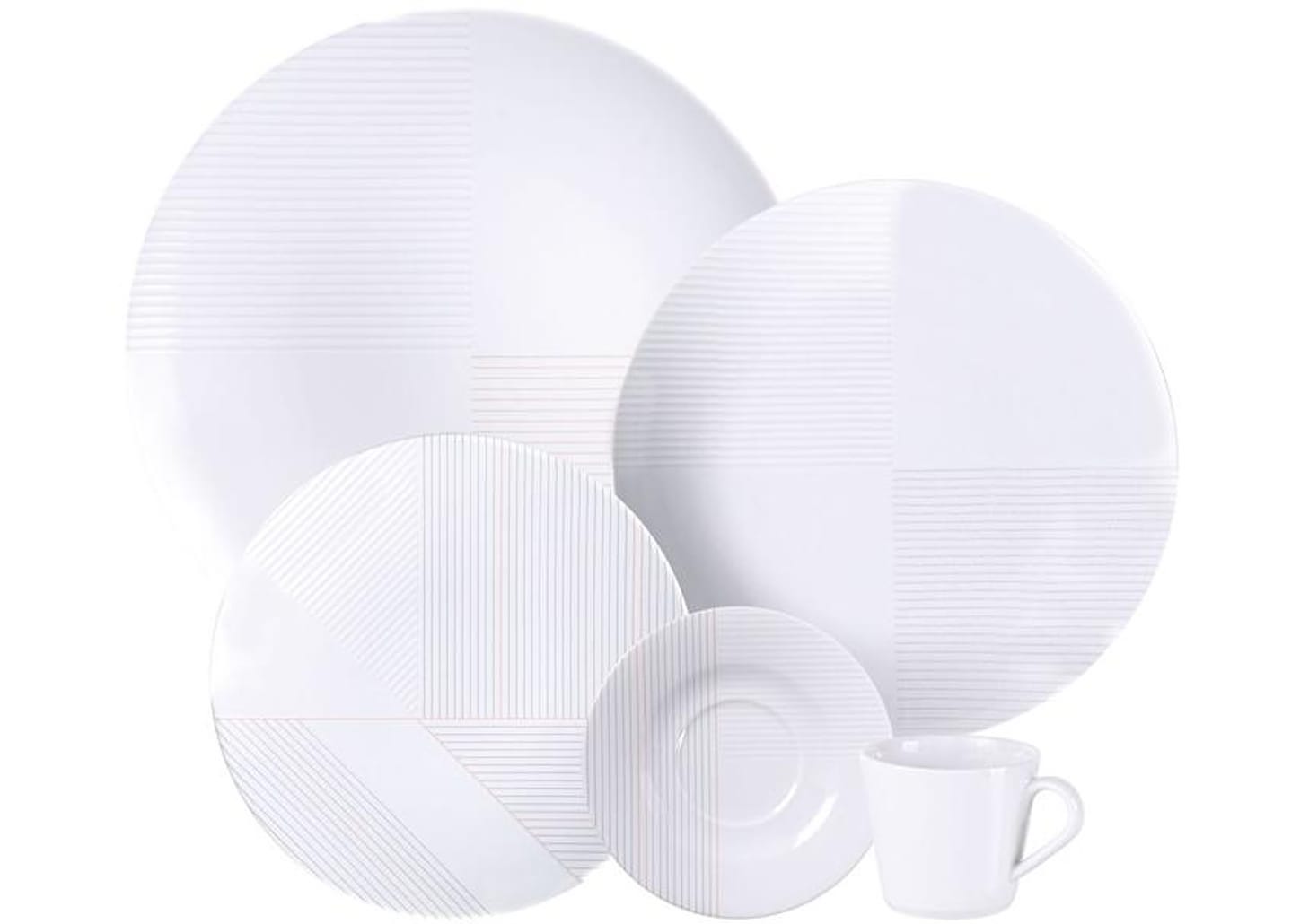 Aparelho de Jantar e Chá 20 Peças Tramontina Redondo de Porcelana Branco Grid 96589032