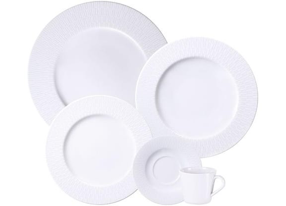 Aparelho de Jantar e Chá 20 Peças Tramontina Redondo de Porcelana Branco Santorini 96589026