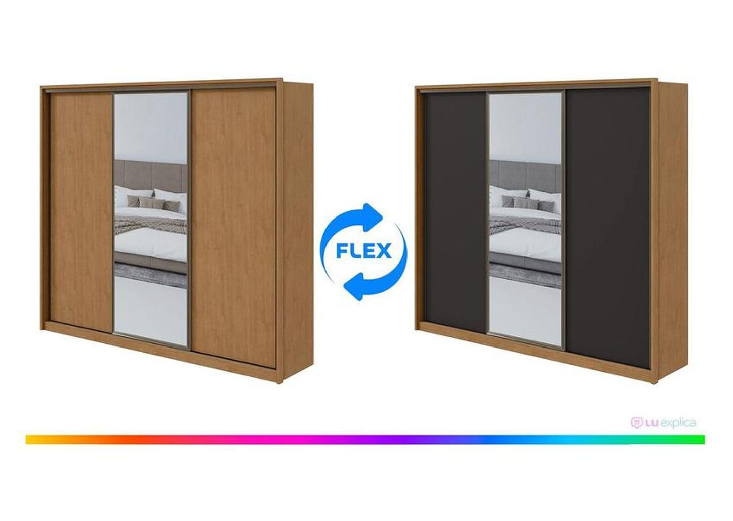 Guarda-roupa Casal com Espelho 3 Portas 6 Gavetas Caemmun Spazio