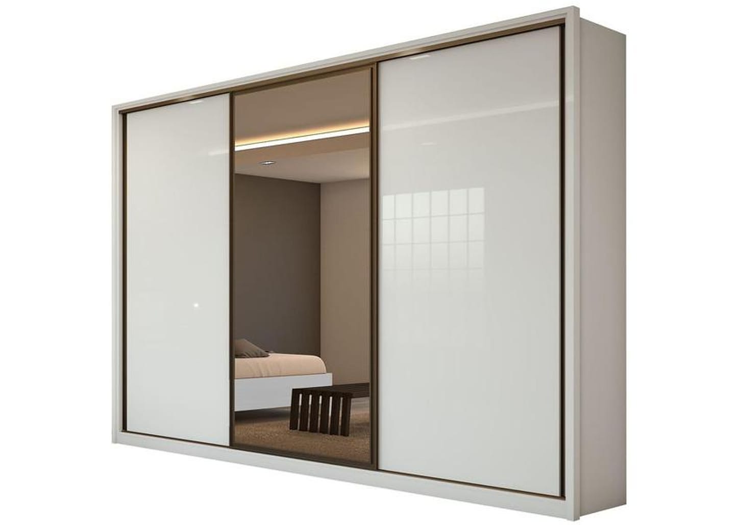 Guarda-roupa Casal com Espelho 3 Portas 6 Gavetas Caemmun Spazio