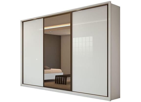 Guarda-roupa Casal com Espelho 3 Portas 6 Gavetas Caemmun Spazio