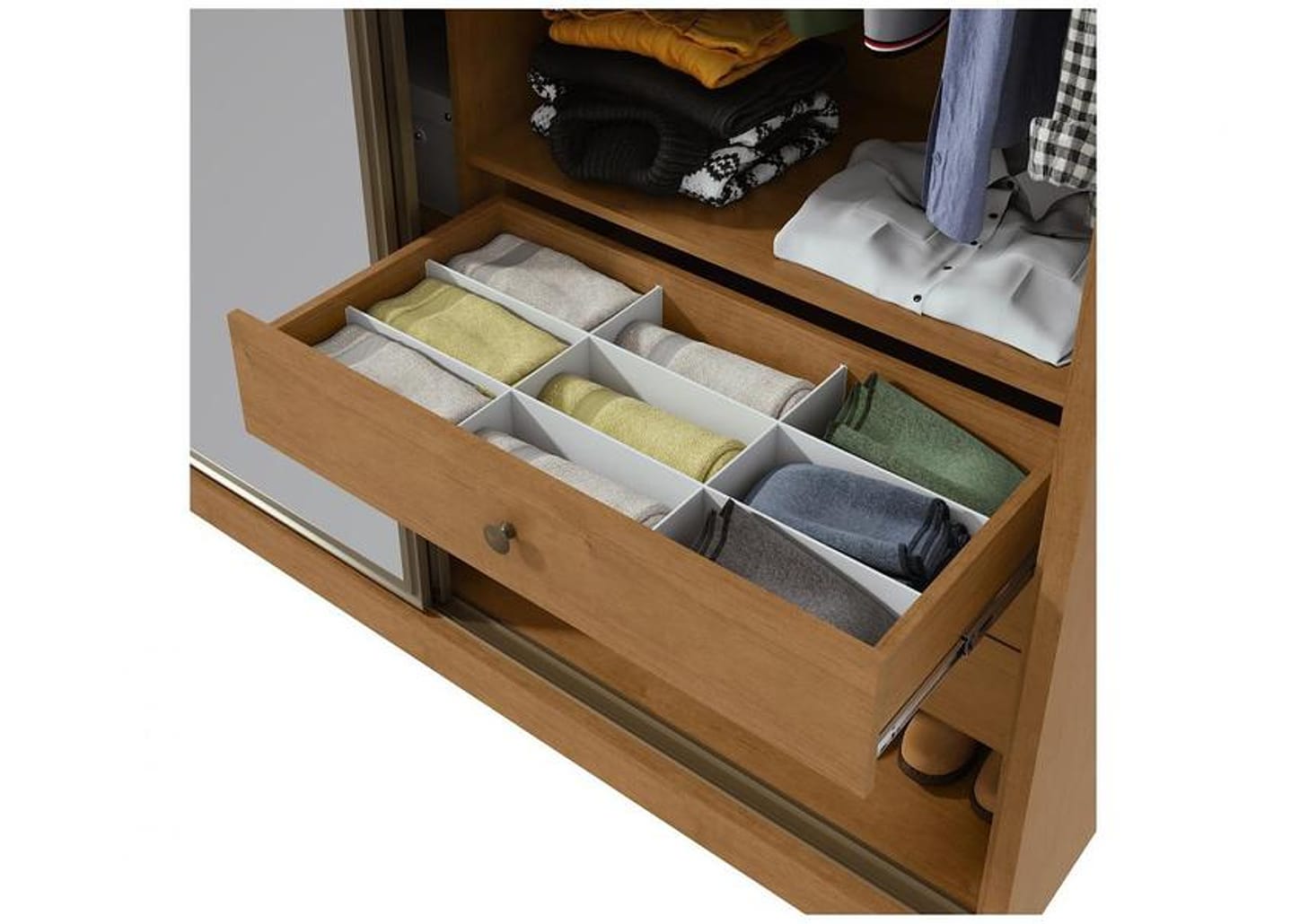 Guarda-roupa Casal com Espelho 3 Portas 6 Gavetas Caemmun Spazio