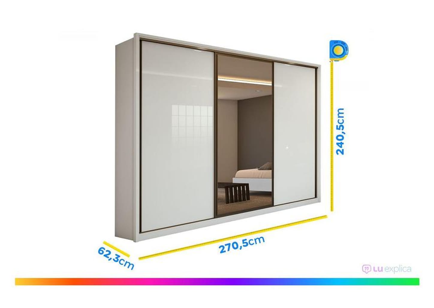 Guarda-roupa Casal com Espelho 3 Portas 6 Gavetas Caemmun Spazio