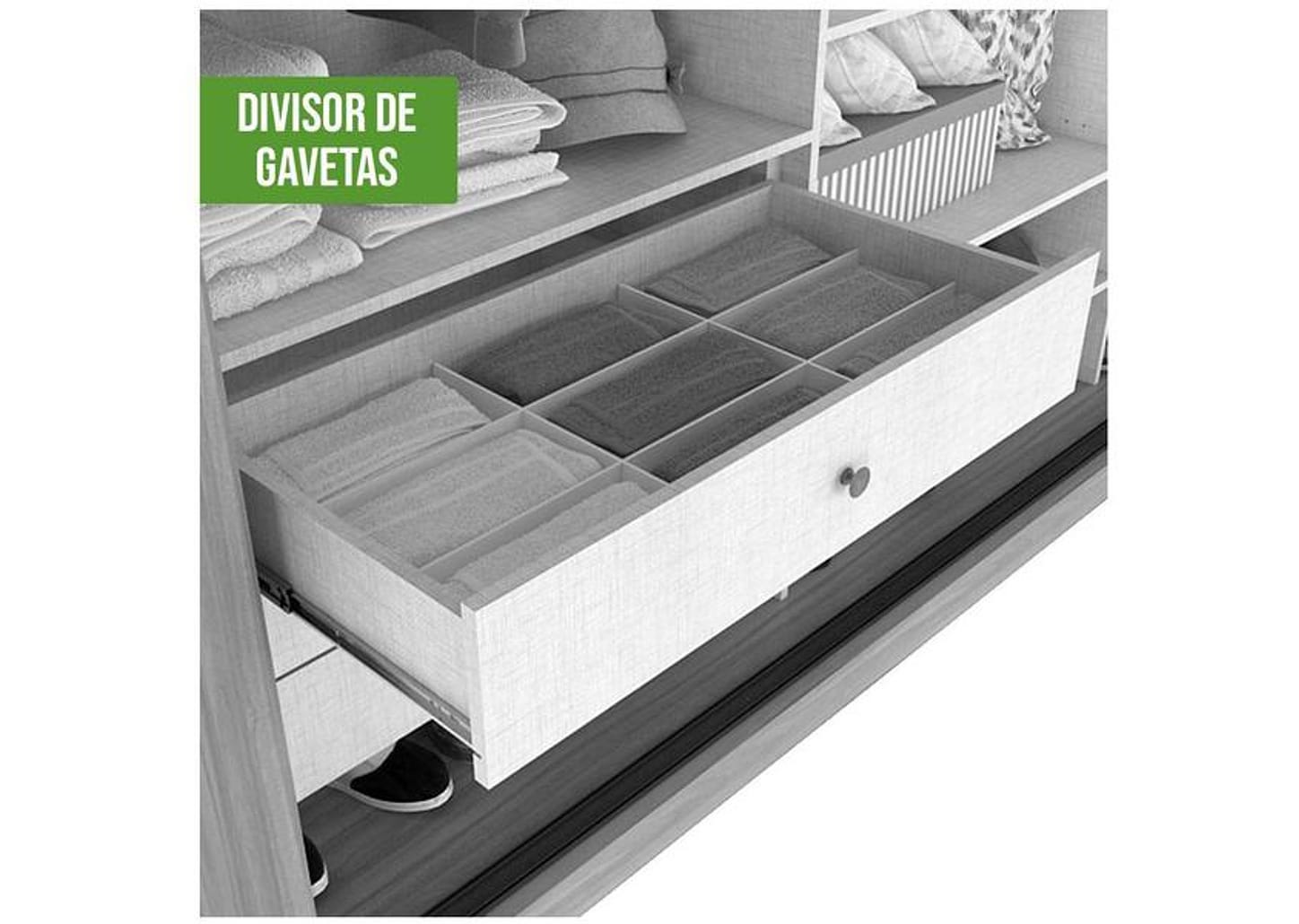 Guarda-roupa Casal com Espelho 3 Portas 6 Gavetas Caemmun Spazio