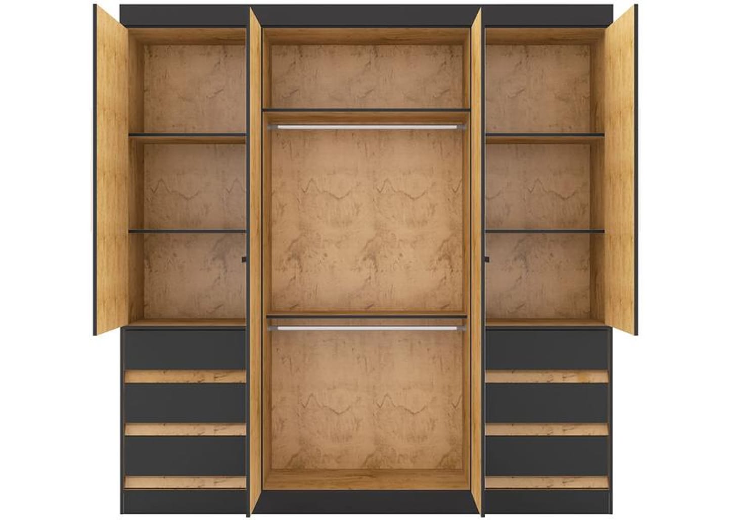 Guarda-roupa Casal com Espelho 4 Portas 6 Gavetas Araplac Sofia