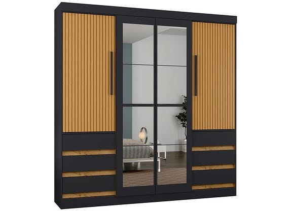 Guarda-roupa Casal com Espelho 4 Portas 6 Gavetas Araplac Sofia