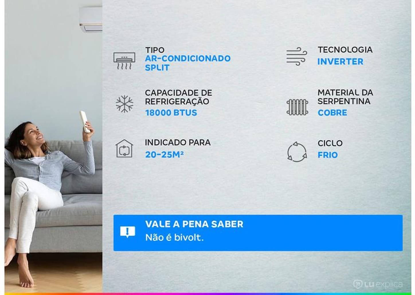 Ar-condicionado Split Agratto Inverter 18.000 BTUs Frio LCST18F-02I