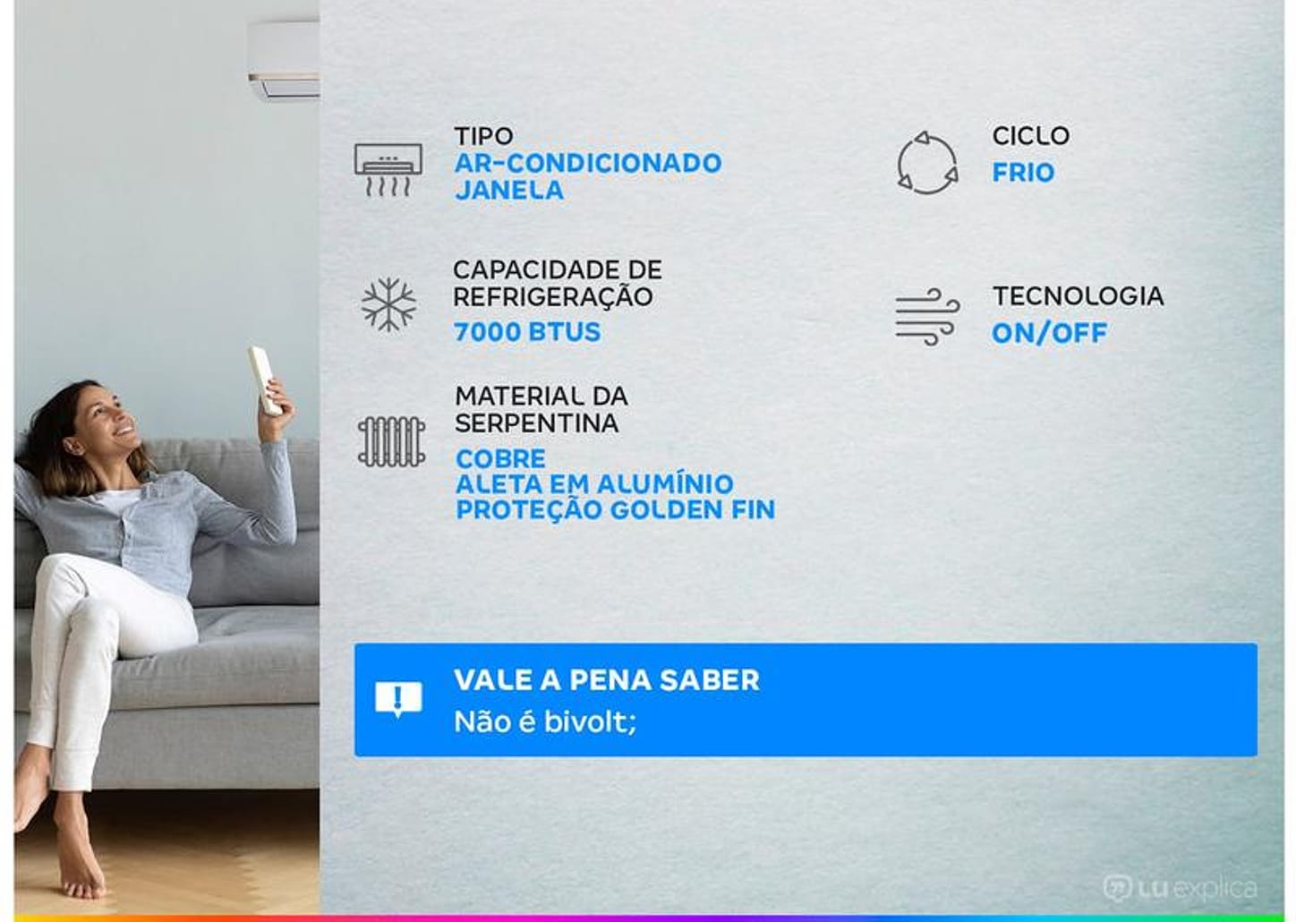 Ar-condicionado Janela Gree 7.000 BTUs Frio GJC07BV-A6N