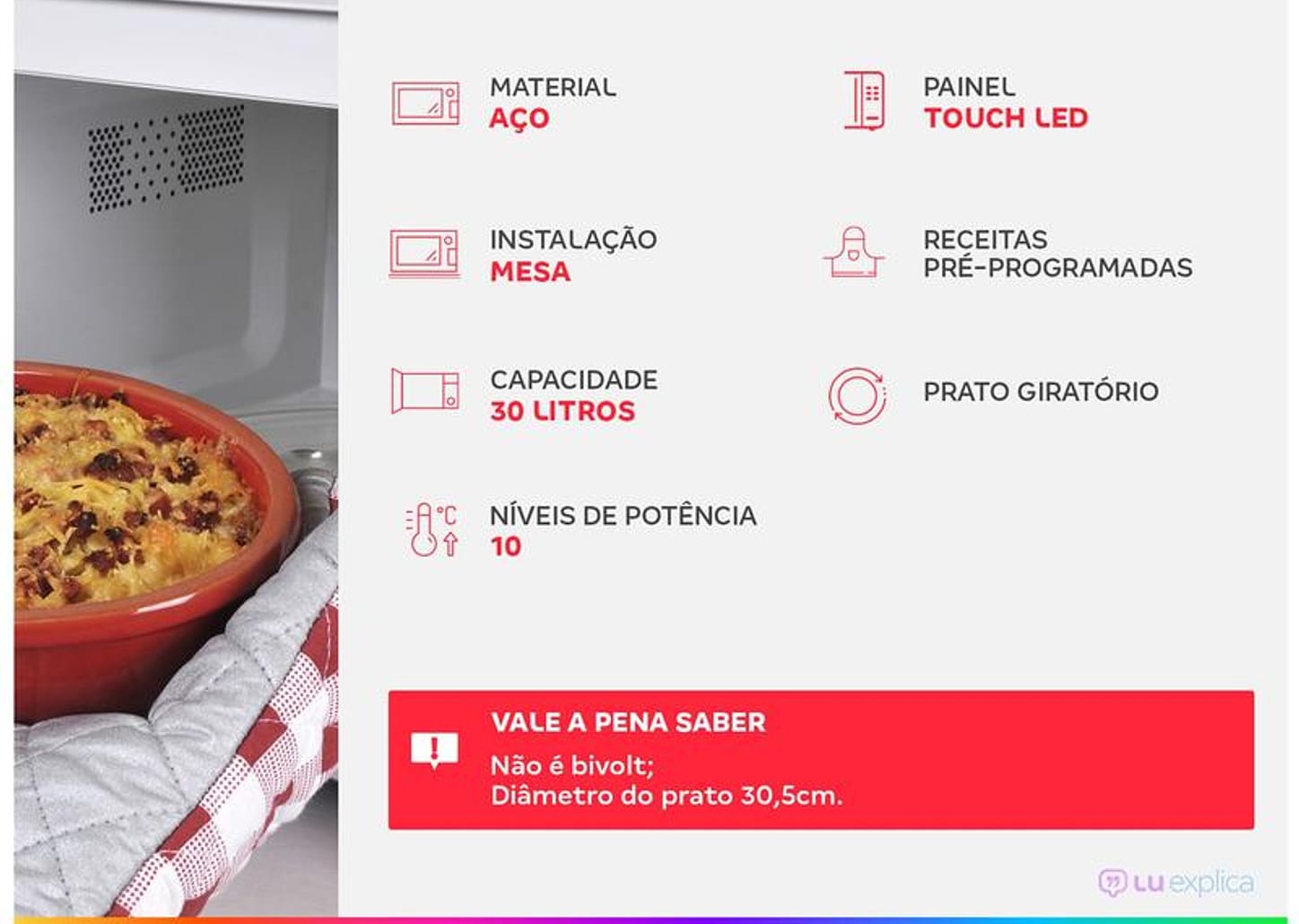 Micro-ondas LG 30L Espelhado Solo NeoChef MS3094NR.FBKFLGZ