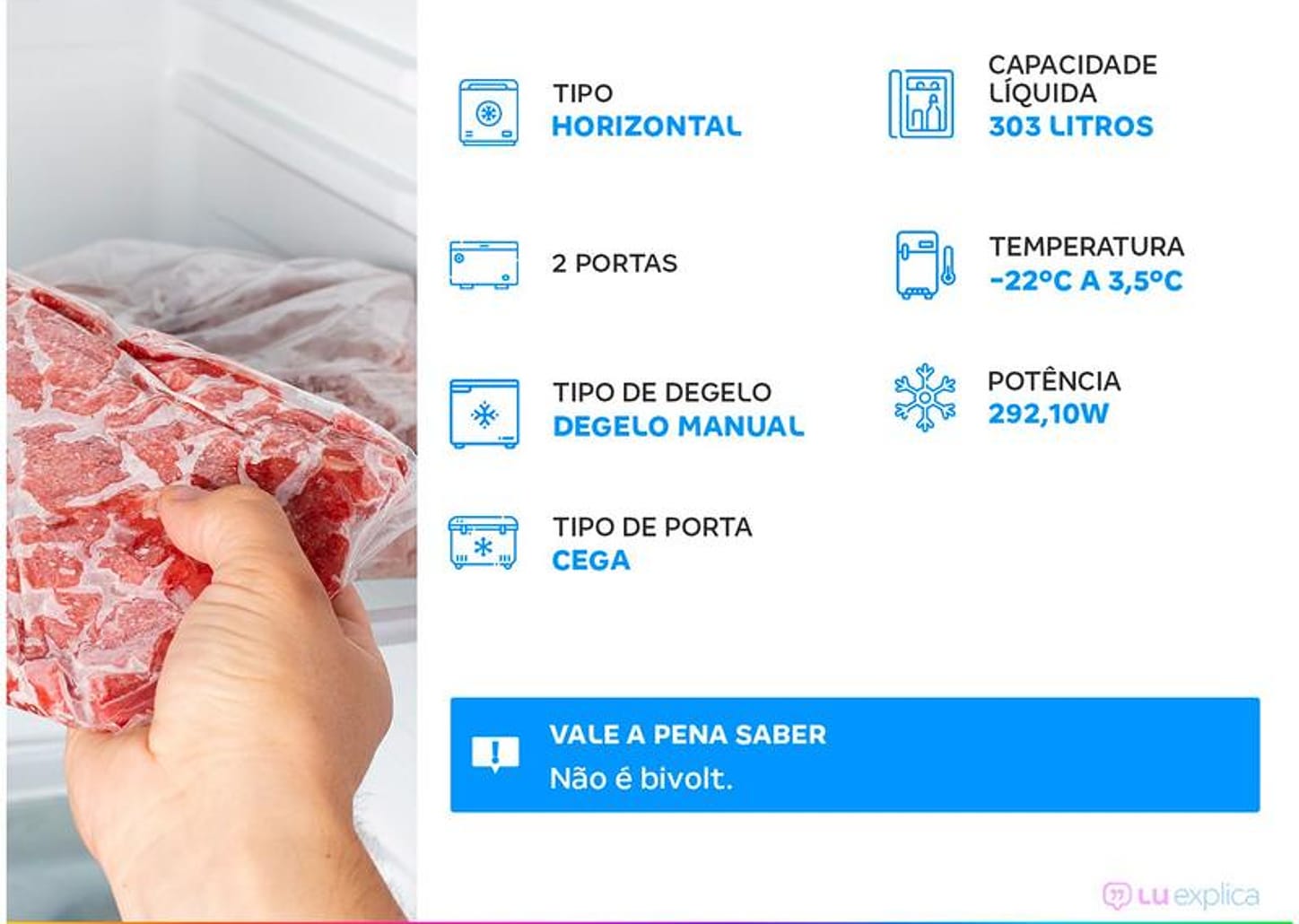 Freezer Industrial Horizontal 2 Portas 303L - Esmaltec ECH350