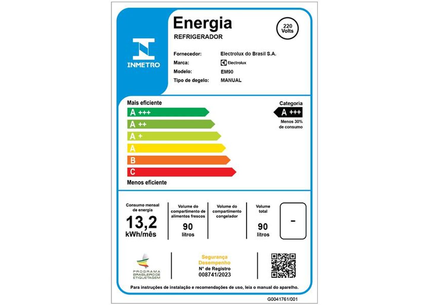 Frigobar Electrolux 90L Branco Efficient EM90