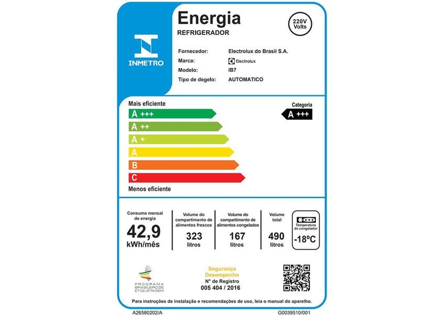 Geladeira/Refrigerador Electrolux Degelo - Automático Inverse Branca 490L Efficient IB7