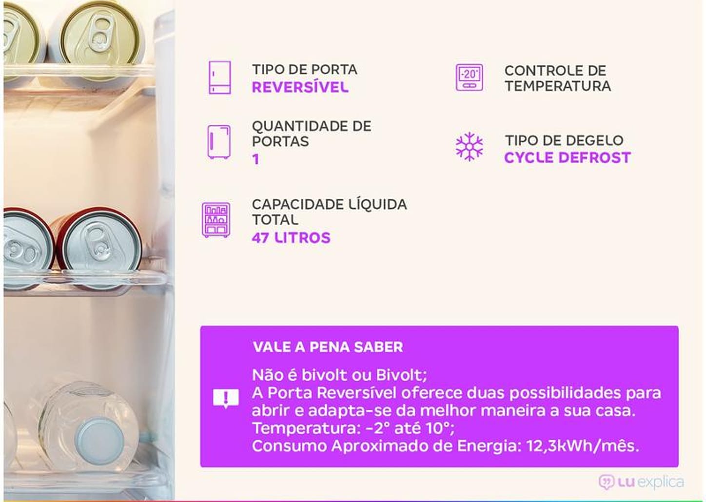 Frigobar Electrolux 47L Branco Efficient EM50