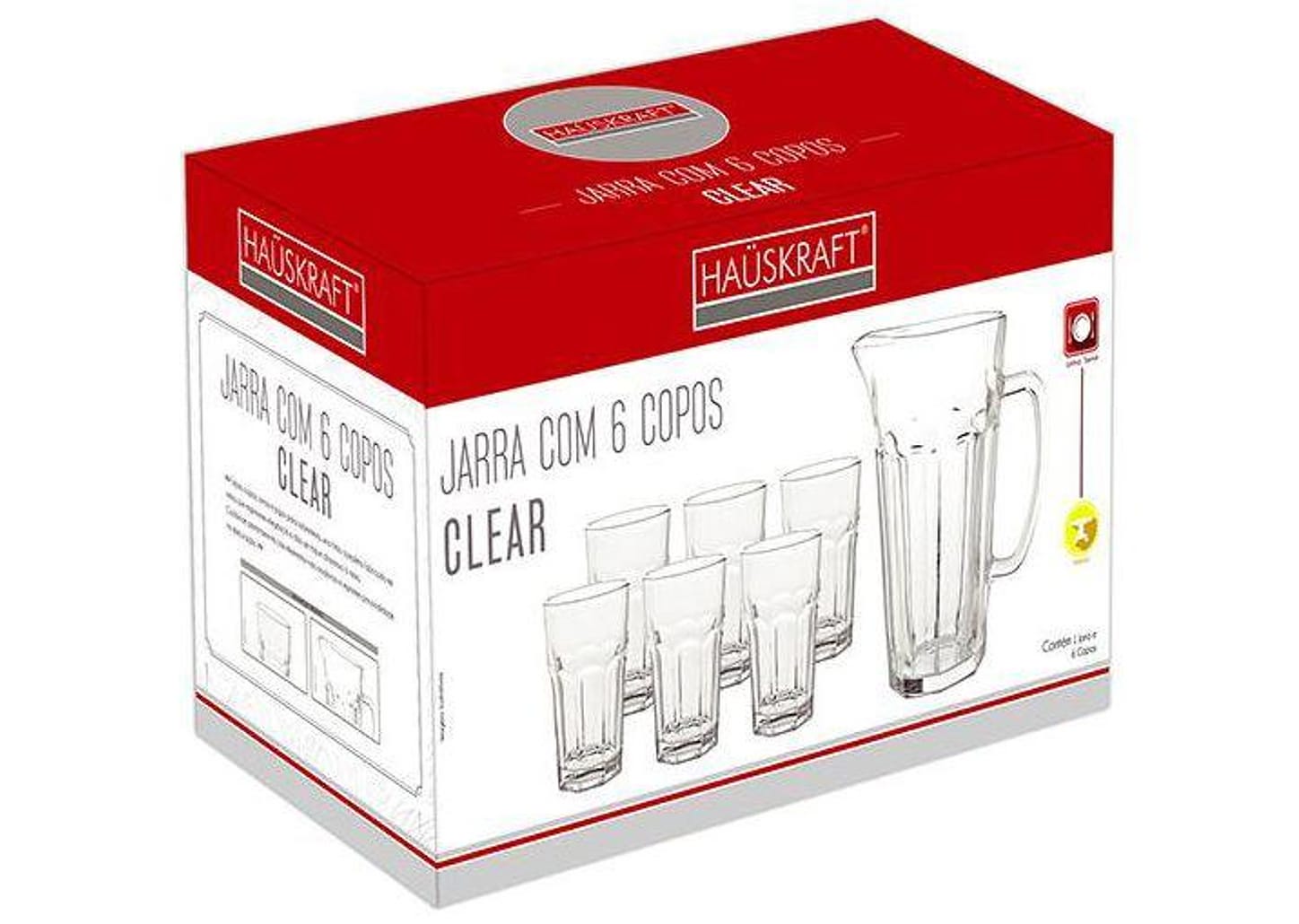 Conjunto de Jarra 1L e Copos 300ml de Vidro - Hauskraft 7 Peças