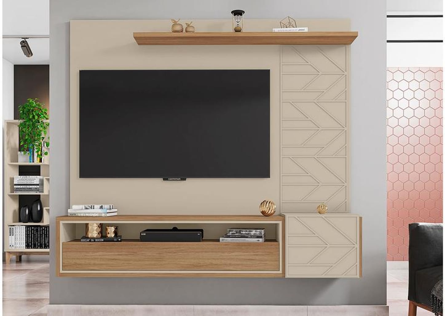 Painel para TV até 65” 1 Prateleira Caemmun Prisma