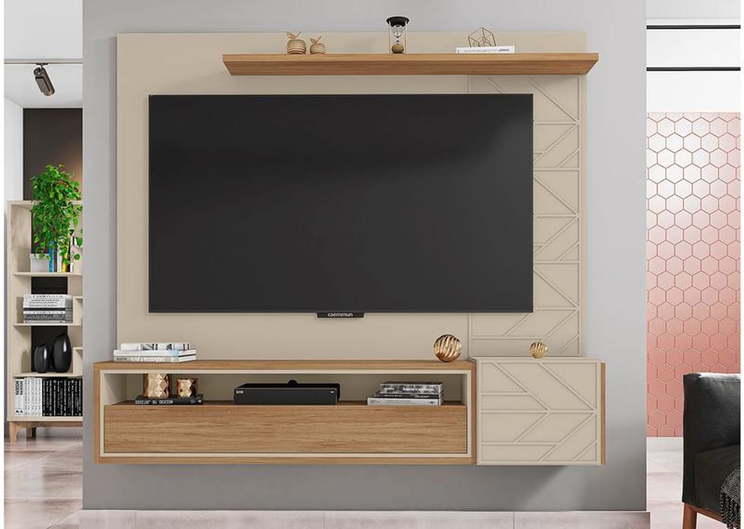 Painel para TV até 65” 1 Prateleira Caemmun Prisma
