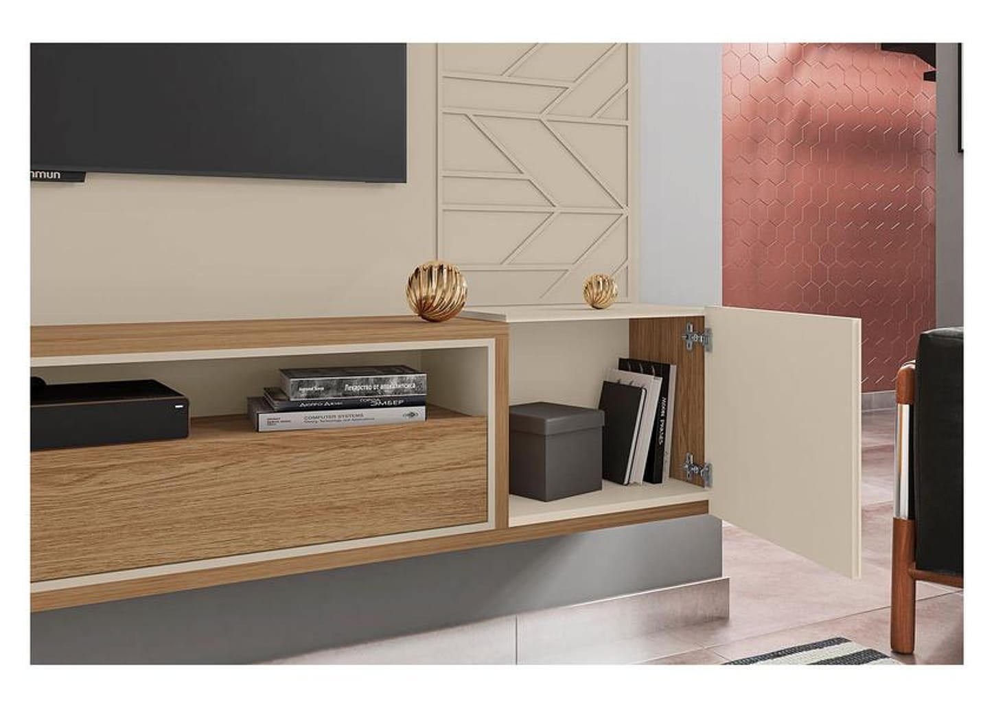 Painel para TV até 65” 1 Prateleira Caemmun Prisma